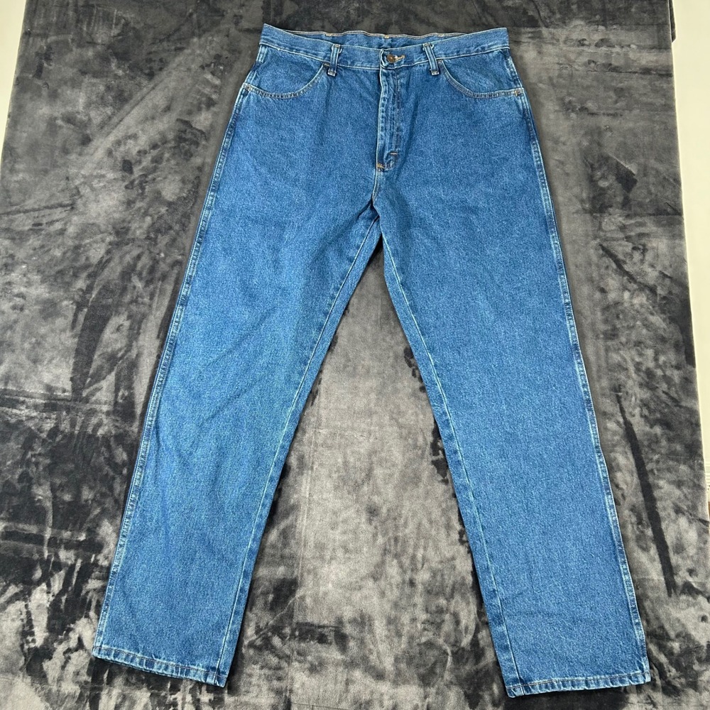 Wrangler Rustler Jeans Mens 36x32 Blue Relaxed Fit Straight Leg Heavyweight